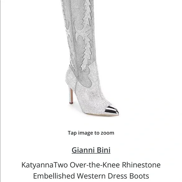 Rose Gold Gianni Bini Katyanna Over The Knee Rhinestone Boots - Picture 7 of 9